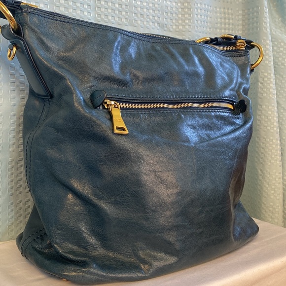 PRADA Large Blue Vitello Shine Leather Hobo - Picture 5 of 17